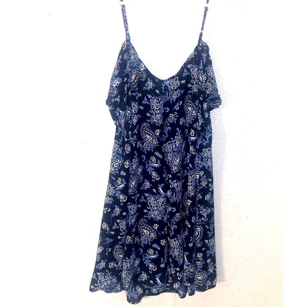 Abercrombie & Fitch Dress Womens sz L Blue Floral Chiffon - Picture 9 of 9